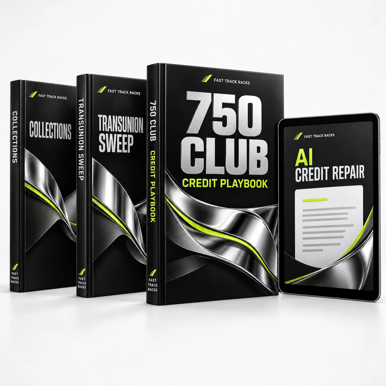 Redesigned 750 Club, TransUnion Sweep, Collections and AI Credit Repair product mockups